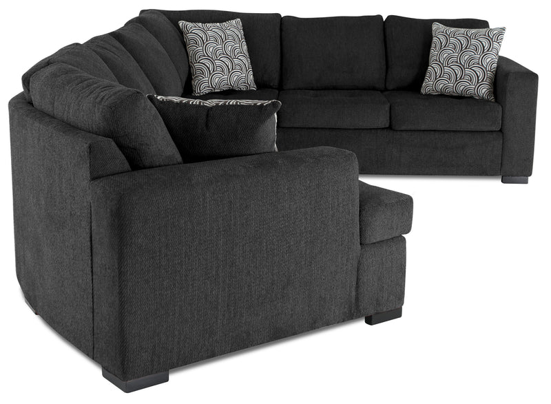 Made in Canada Legend 3-Piece Left-Facing Chenille Fabric Cuddler Sleeper Sectional - Pepper Grey