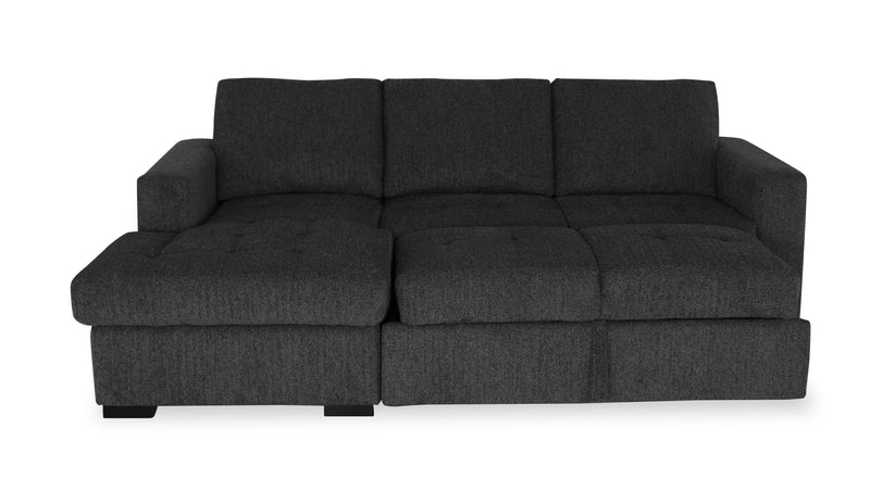 Made in Canada Legend 2-Piece Left-Facing Chenille Fabric Sleeper Sectional with Storage Chaise - Pepper Grey