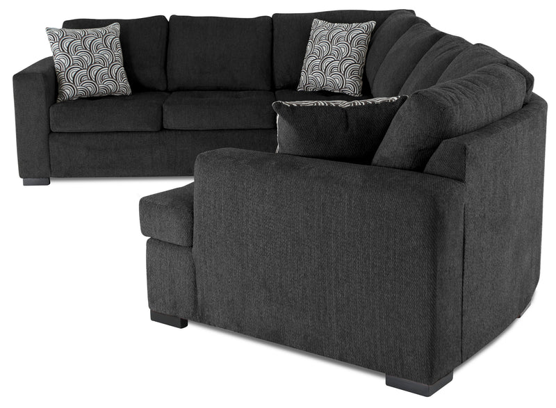 Made in Canada Legend 3-Piece Right-Facing Chenille Fabric Cuddler Sleeper Sectional - Pepper Grey