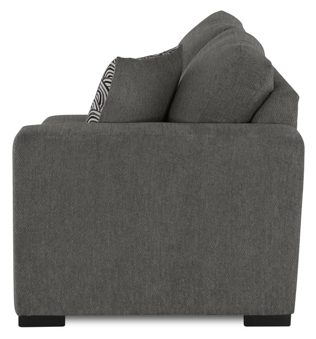 Made in Canada Legend 2-Piece Left-Facing Chenille Fabric Cuddler Sectional - Pewter Brown