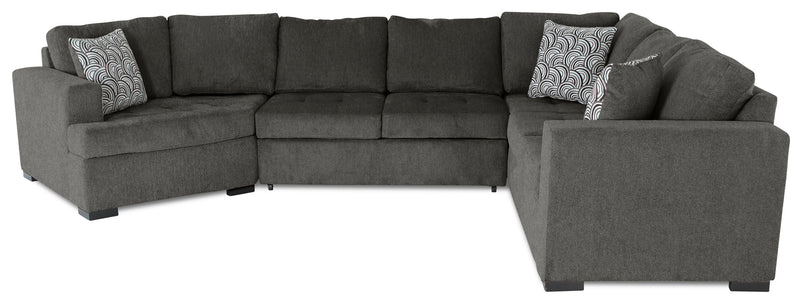 Made in Canada Legend 3-Piece Left-Facing Chenille Fabric Cuddler Sleeper Sectional - Pewter Brown