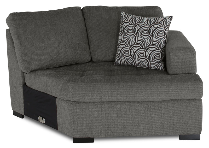 Made in Canada Legend 2-Piece Right-Facing Chenille Fabric Cuddler Sectional - Pewter Brown