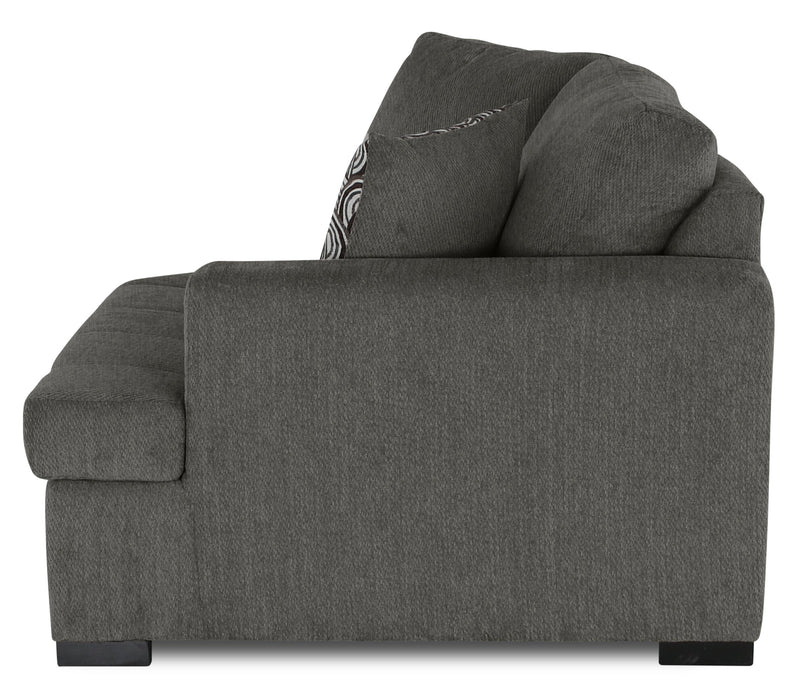 Made in Canada Legend 2-Piece Right-Facing Chenille Fabric Cuddler Sectional - Pewter Brown
