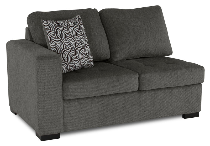 Made in Canada Legend 2-Piece Right-Facing Chenille Fabric Cuddler Sectional - Pewter Brown