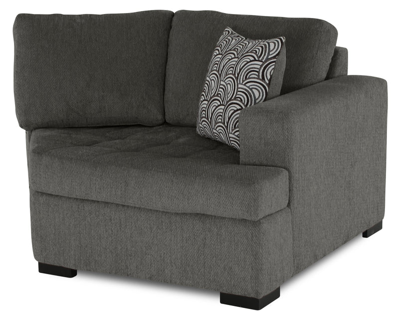Made in Canada Legend 2-Piece Right-Facing Chenille Fabric Cuddler Sectional - Pewter Brown