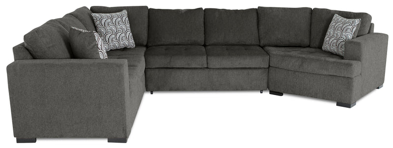 Made in Canada Legend 3-Piece Right-Facing Chenille Fabric Cuddler Sleeper Sectional - Pewter Brown