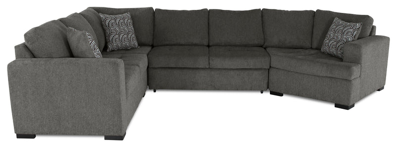 Made in Canada Legend 3-Piece Right-Facing Chenille Fabric Cuddler Sleeper Sectional - Pewter Brown