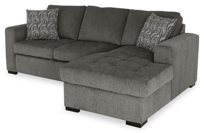 Made in Canada Legend 2-Piece Right-Facing Chenille Fabric Sleeper Sectional with Storage Chaise - Pewter Brown | Sofa-lit sectionnel de droite Legend 2 pièces fabriqué au Canada en tissu de chenille avec fauteuil long de rangement - brun étain