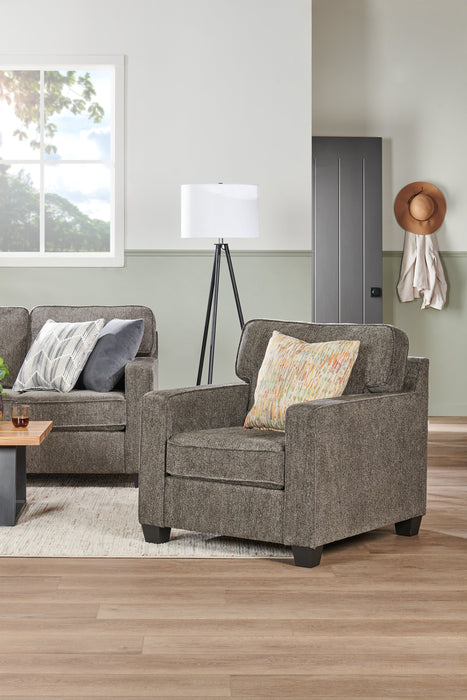 Made in Canada Lennox 35\" Chenille Fabric Chair with Reversible Cushions and Track Arms - Grey