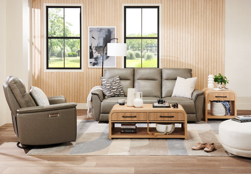 Scott Living Lenore 24” Modern End Table with Storage, Shelf and USB Port - Natural