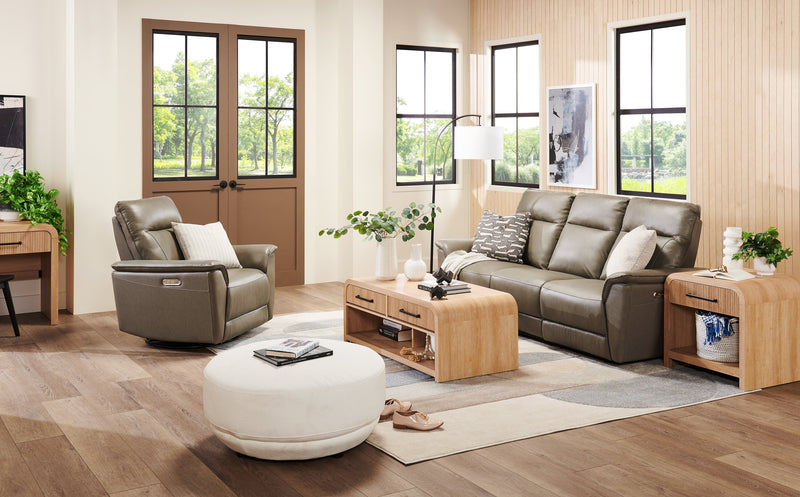 Scott Living Lenore 24” Modern End Table with Storage, Shelf and USB Port - Natural