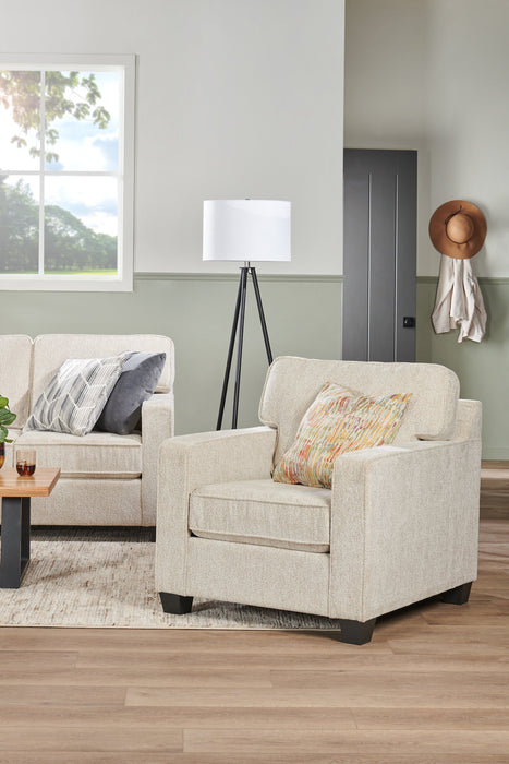 Made in Canada Lennox 35\" Chenille Fabric Chair with Reversible Cushions and Track Arms - Taupe
