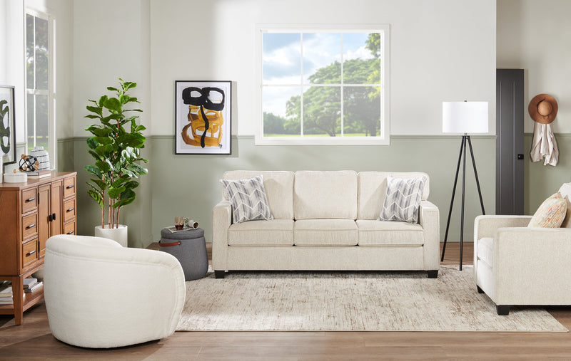 Made in Canada Lennox 83\" Chenille Fabric Sofa with Reversible Cushions and Accent Pillows - Taupe