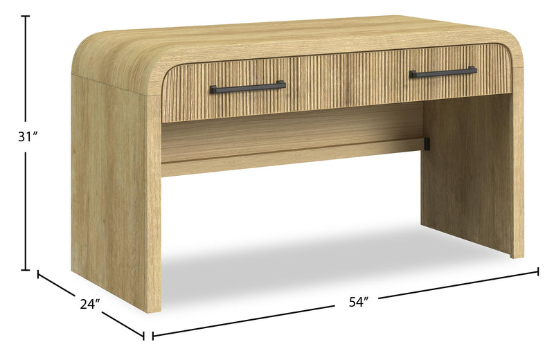 Scott Living Lenore 59” Modern Sofa Table with Storage - Natural