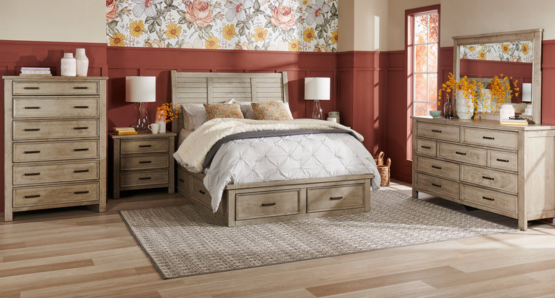 Levi Bedroom Dresser Mirror, Wood - Drift Grey