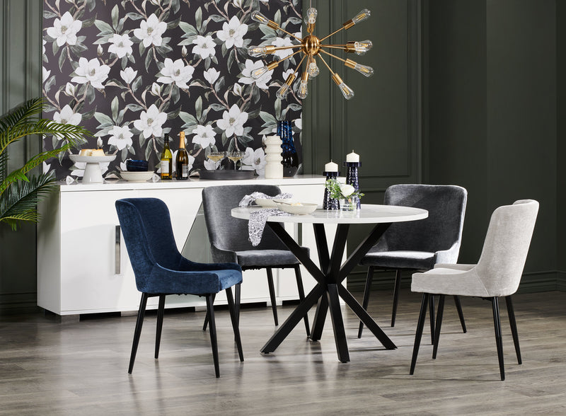 Lexi Dining Chair with Velvet-Look Fabric, Metal - Grey