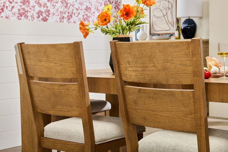 Lotus Dining Chair with Polyester Fabric, Wood, Slat-back - Natural