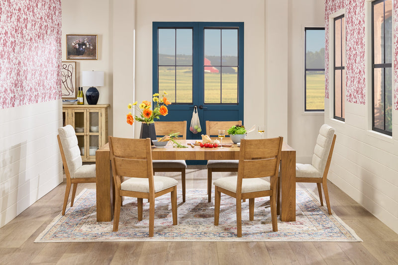 Lotus Dining Table, 82\"W, Wood - Natural