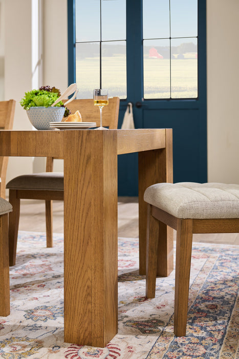 Lotus Dining Table, 82\"W, Wood - Natural