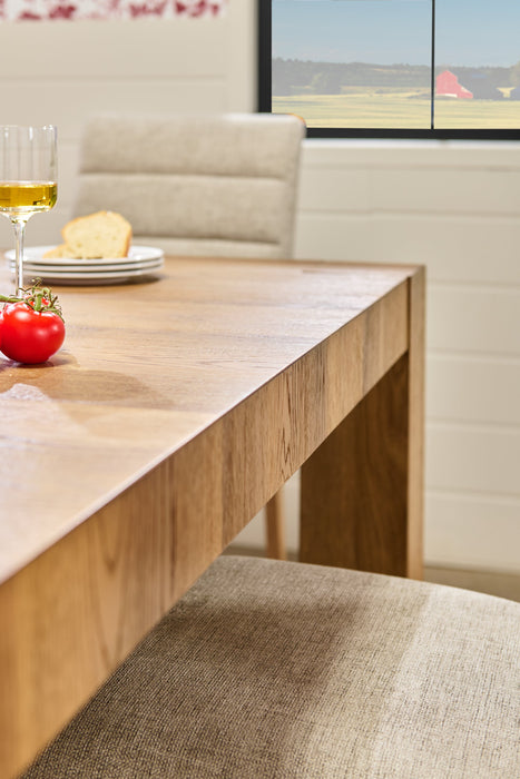 Lotus Dining Table, 82\"W, Wood - Natural