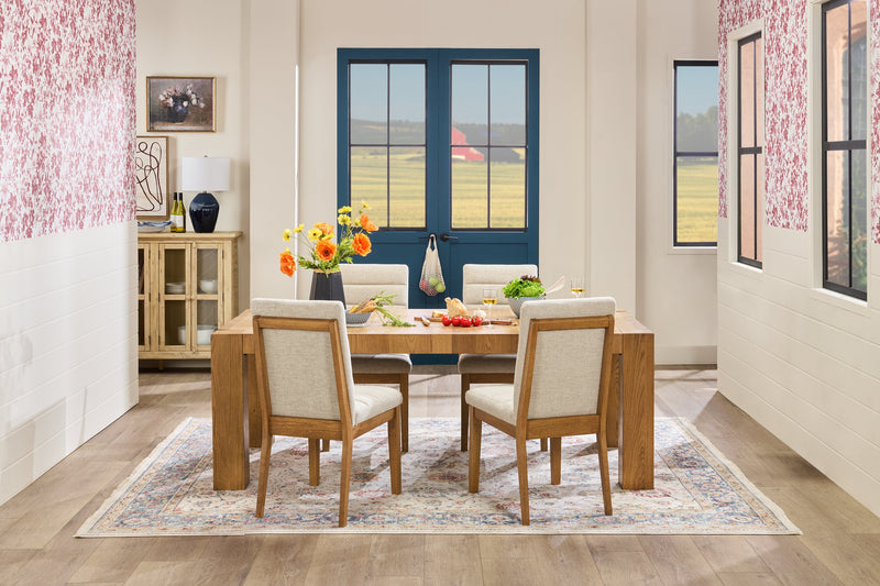 Lotus Dining Chair with Polyester Fabric, Wood - Light Grey