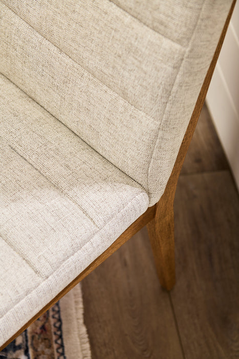 Lotus Dining Chair with Polyester Fabric, Wood - Light Grey