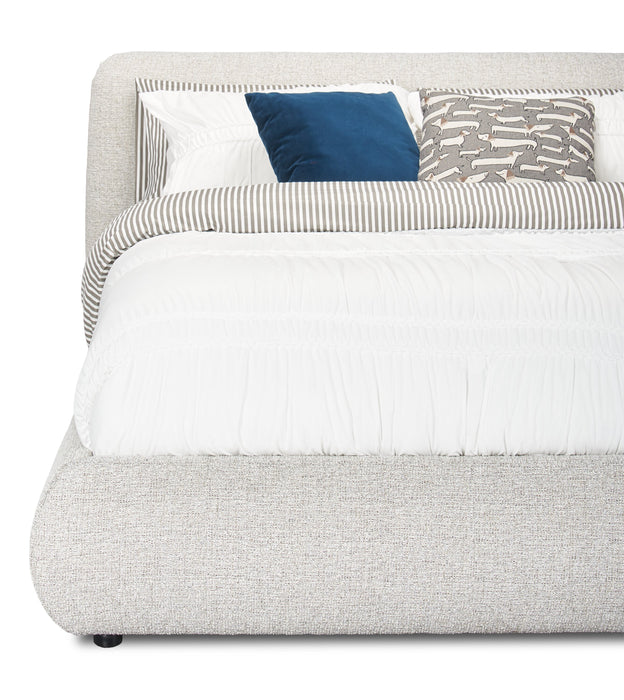 Luka Upholstered Platform Bed in Grey Polyester Fabric, Modern - Queen Size