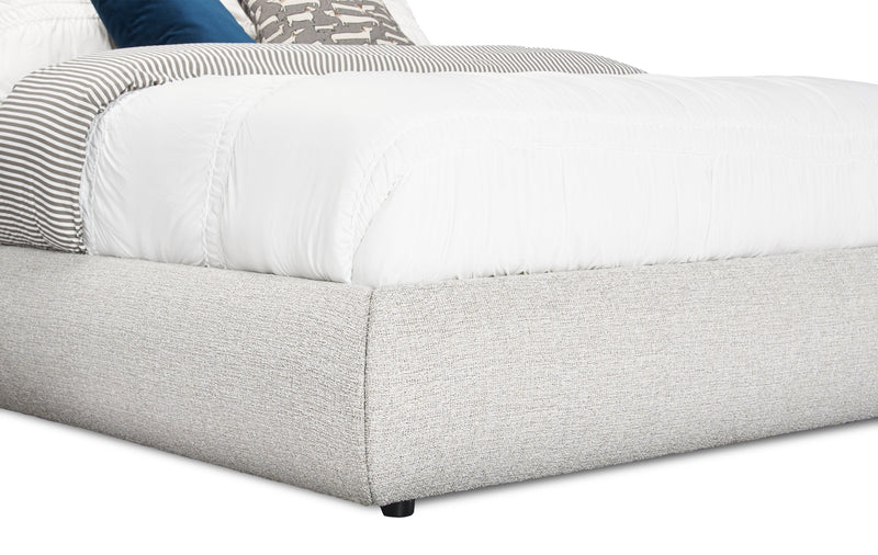 Luka Upholstered Platform Bed in Grey Polyester Fabric, Modern - Queen Size