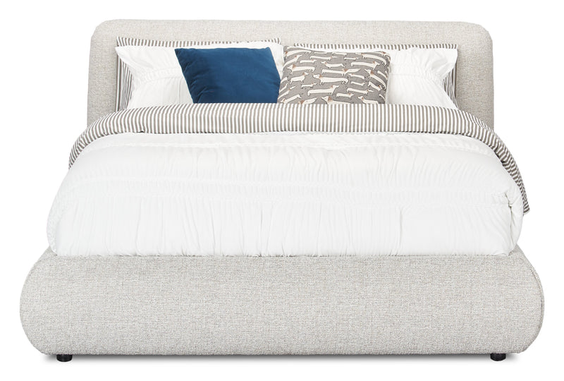 Luka Upholstered Platform Bed in Grey Polyester Fabric, Modern - Queen Size