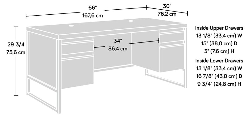 Manhattan Gate 65.98\" Commercial Grade Executive Office Desk with 4-Drawers - Mystic Oak