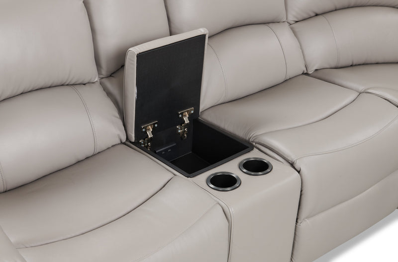 Marcel 6-Piece Genuine Leather Power Reclining Sectional with Storage Console and USB Port - Grey