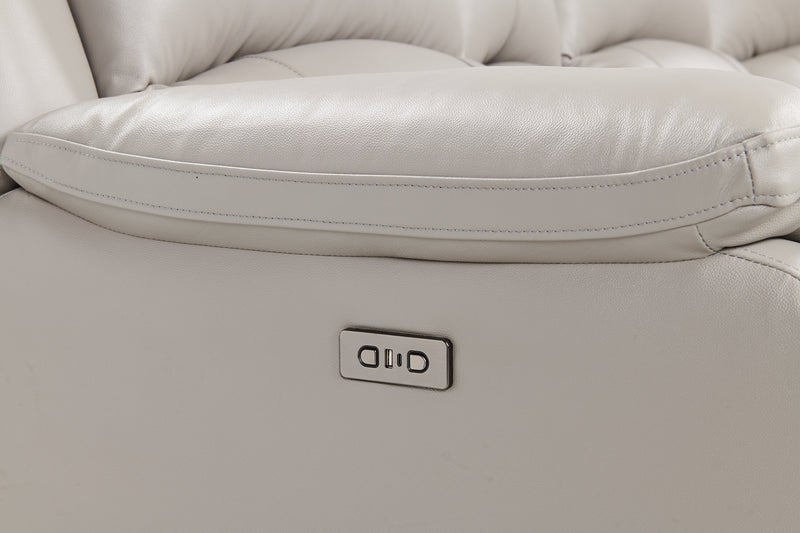 Marcel 6-Piece Genuine Leather Power Reclining Sectional with Storage Console and USB Port - Grey