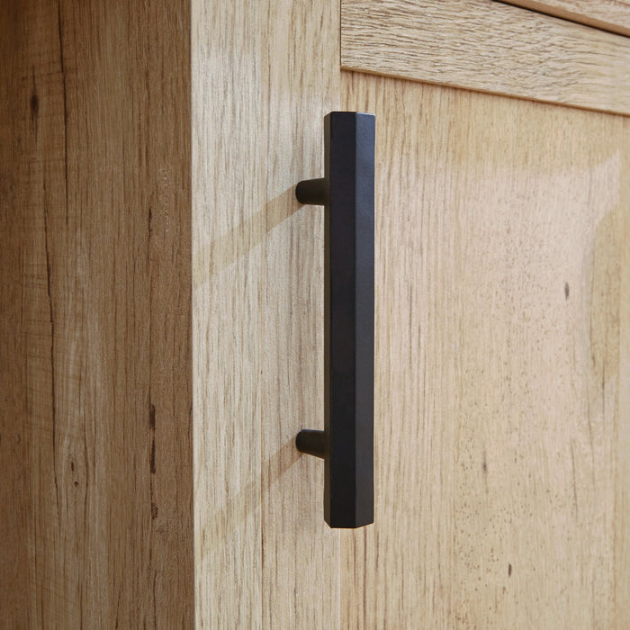 Mason Peak 71.10 \" Commercial Grade Credenza Office Desk with 3-Drawers & Cabinet - Prime Oak