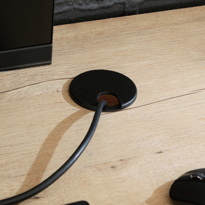 Mason Peak 71.10 \" Commercial Grade Credenza Office Desk with 3-Drawers & Cabinet - Prime Oak