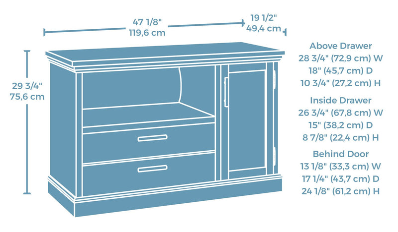 Mason Peak 47.09\" Commercial Grade Small Credenza with Drawer & Cabinet - Prime Oak