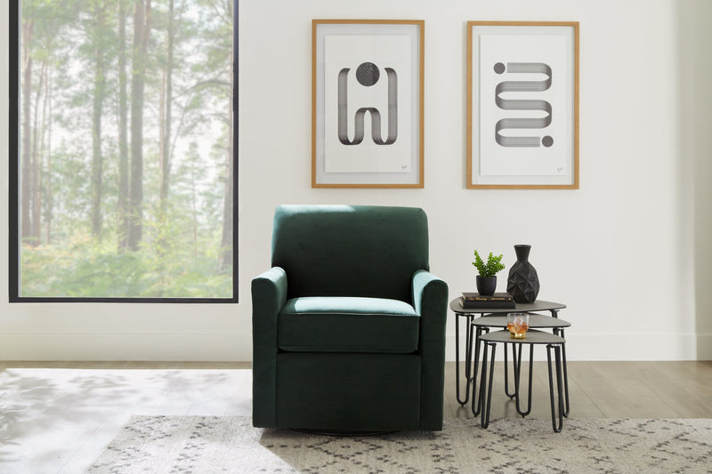 Made in Canada Sofa Lab Customizable Swivel 31\" Velvet Fabric Accent Chair - Hunter Green