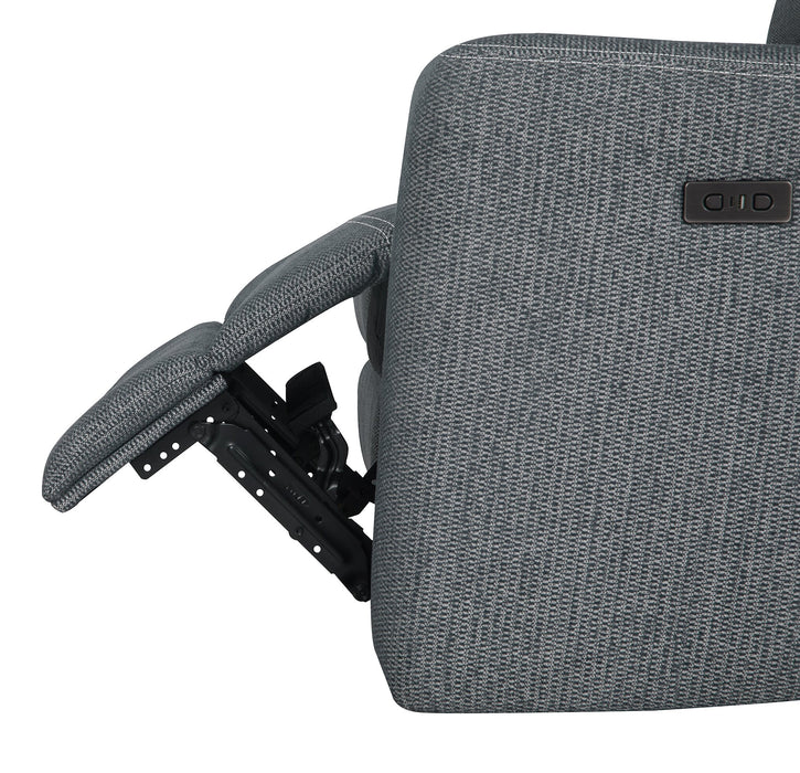 Meadow 2-Piece Left-Facing Chenille Fabric Power Reclining Sectional with Storage Chaise - Charcoal Grey