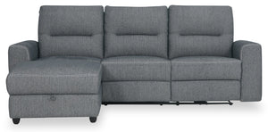Meadow 2-Piece Left-Facing Chenille Fabric Power Reclining Sectional with Storage Chaise - Charcoal Grey