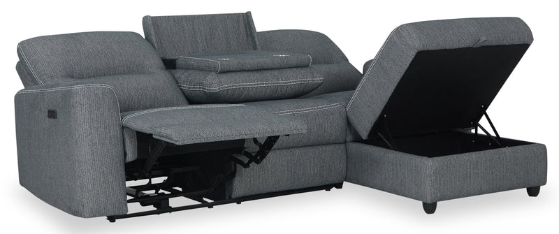 Meadow 2-Piece Right-Facing Chenille Fabric Power Reclining Sectional with Storage Chaise - Charcoal Grey