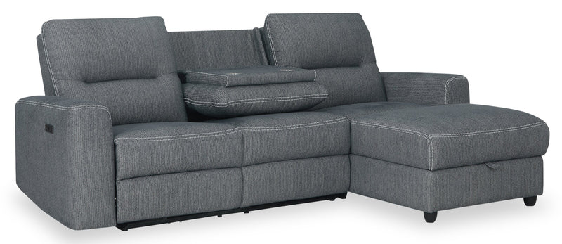 Meadow 2-Piece Right-Facing Chenille Fabric Power Reclining Sectional with Storage Chaise - Charcoal Grey