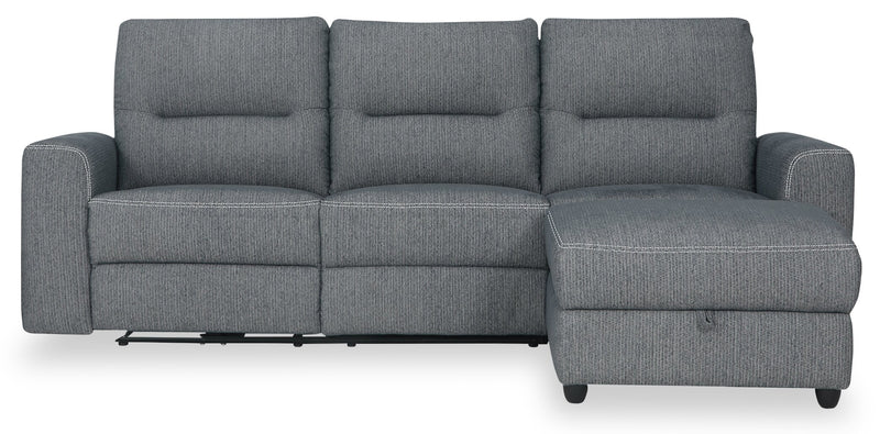 Meadow 2-Piece Right-Facing Chenille Fabric Power Reclining Sectional with Storage Chaise - Charcoal Grey
