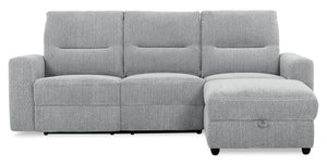 Meadow 2-Piece Right-Facing Chenille Fabric Power Reclining Sectional with Storage Chaise - River Grey