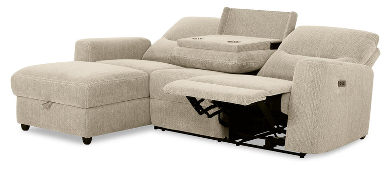 Meadow 2-Piece Left-Facing Chenille Fabric Power Reclining Sectional with Storage Chaise - Taupe