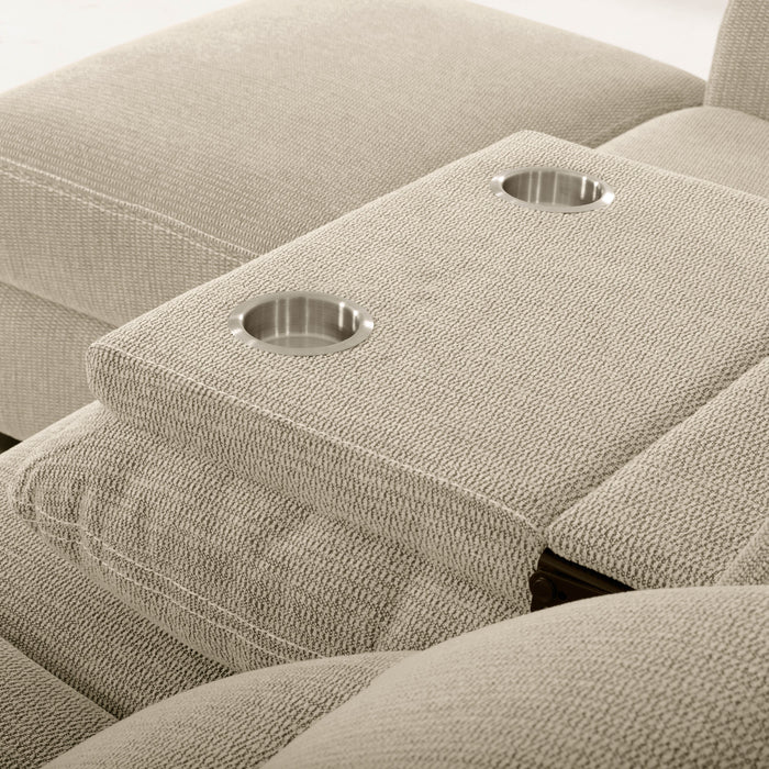 Meadow 2-Piece Left-Facing Chenille Fabric Power Reclining Sectional with Storage Chaise - Taupe