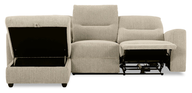 Meadow 2-Piece Left-Facing Chenille Fabric Power Reclining Sectional with Storage Chaise - Taupe