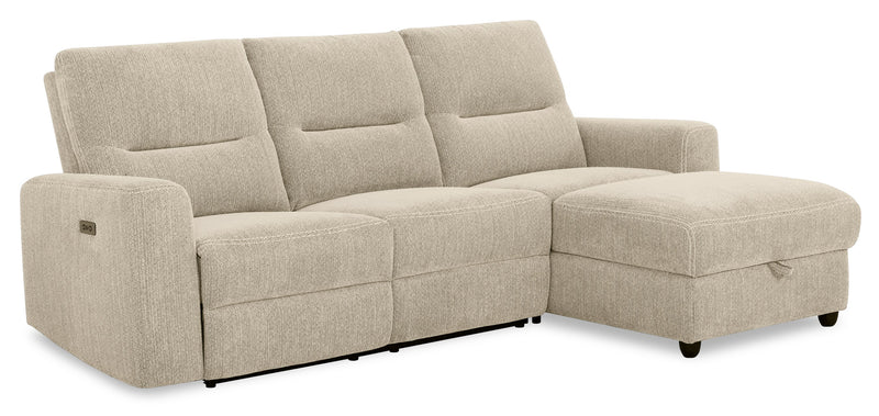 Meadow 2-Piece Right-Facing Chenille Fabric Power Reclining Sectional with Storage Chaise - Taupe