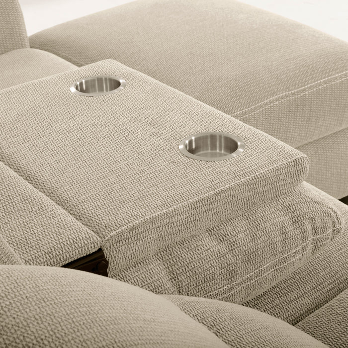 Meadow 2-Piece Right-Facing Chenille Fabric Power Reclining Sectional with Storage Chaise - Taupe