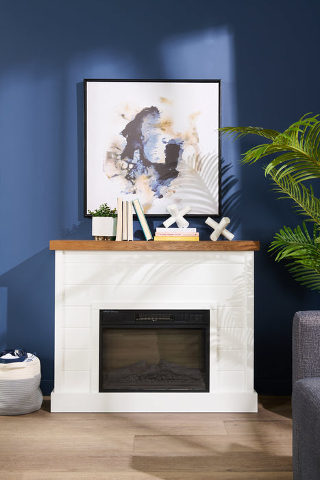 Mehgan 43.8\" Modern Electric Fireplace - White & Brown Two Tone