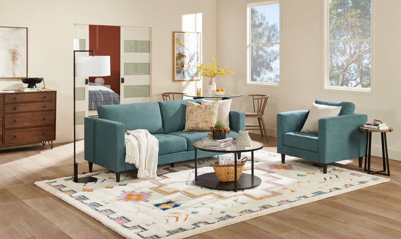 Metro 78\" Fabric Sofa with Tufted Seat Cushions and Reversible Back Cushions - Denim Blue