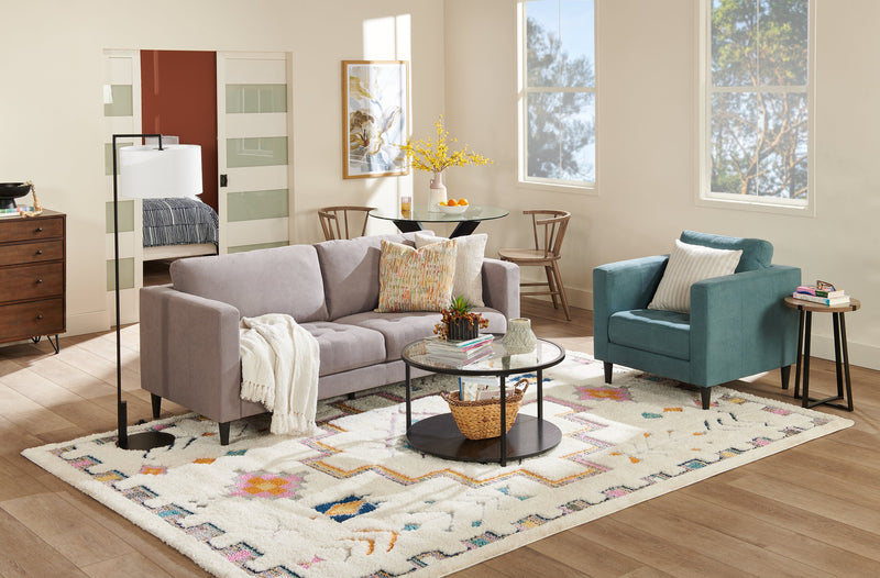 Metro 78\" Fabric Sofa with Tufted Seat Cushions and Reversible Back Cushions - Grey